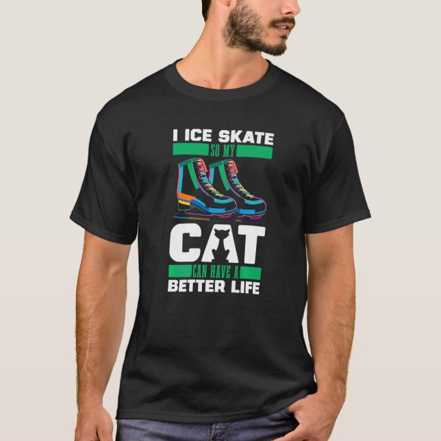 Figure Skating Cat  Ice Skating T-Shirt (Front)