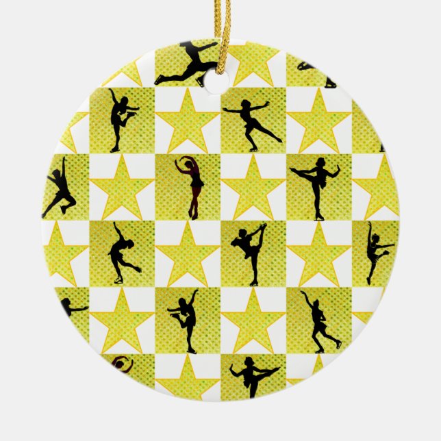 FIGURE SKATING CHRISTMAS QUEEN CERAMIC ORNAMENT (Front)