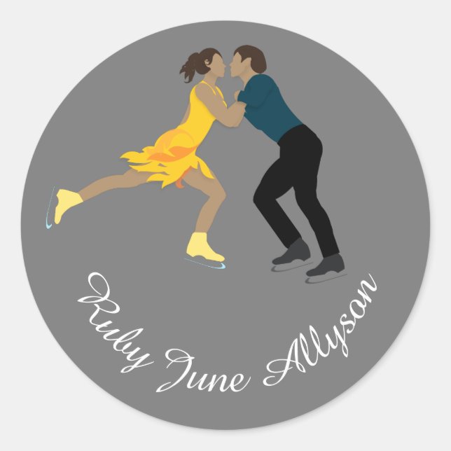 Figure Skating Classic Round Sticker (Front)