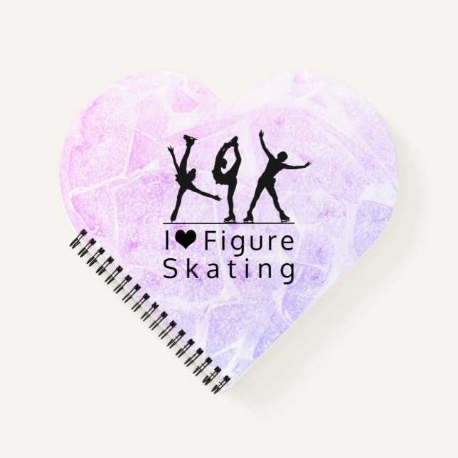 Figure skating diary notebook - Pink I heart (Front)