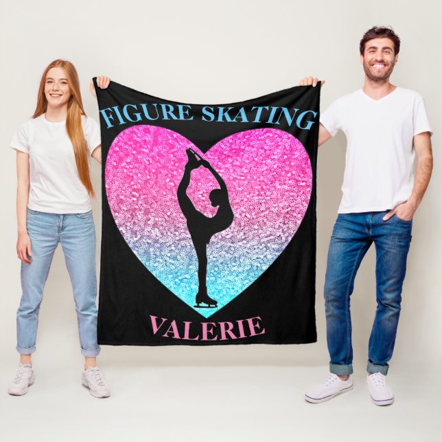 Figure Skating Fleece Blanket w/ Personalized Name (In Situ)