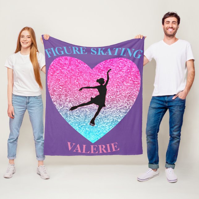 Figure Skating Fleece Blanket w/ Personalized Name (In Situ)
