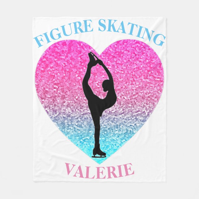 Figure Skating Fleece Blanket w/ Personalized Name (Front)
