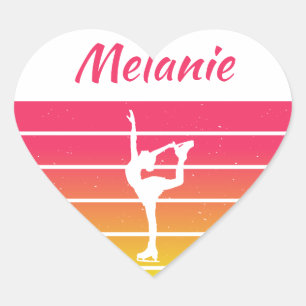 Figure Skating Girl customize name Heart Sticker