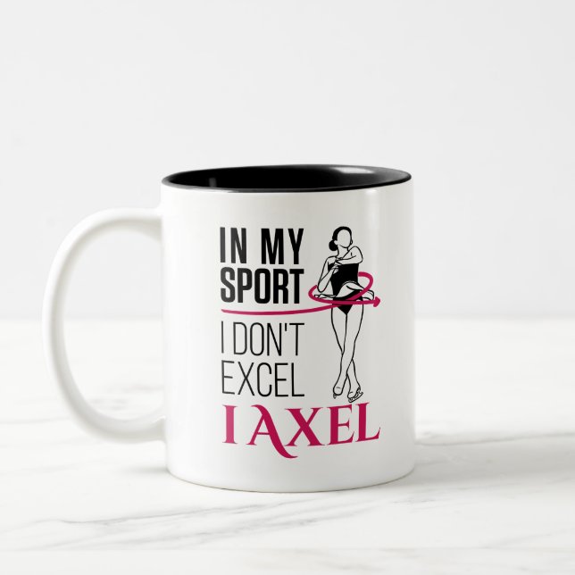 Figure Skating Girls Axel Pun Two-Tone Coffee Mug (Left)