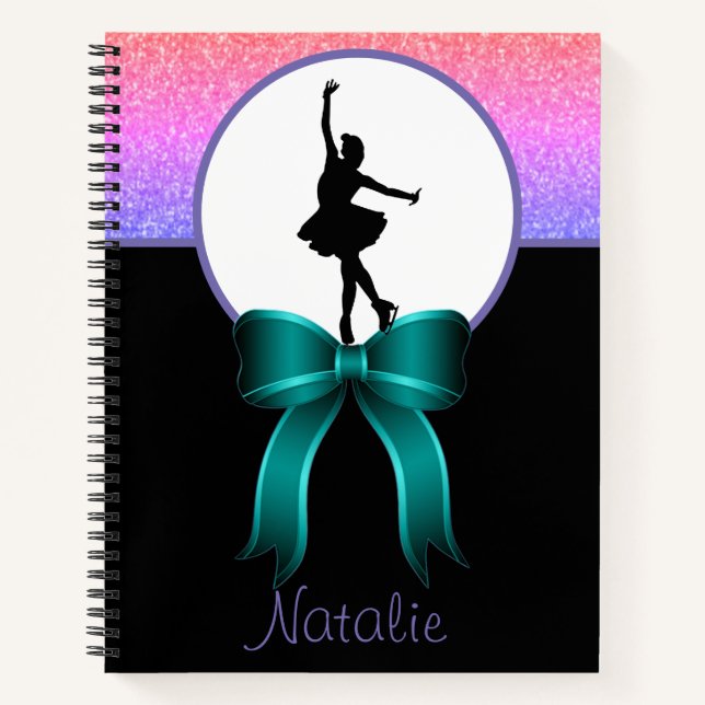 Figure Skating Glitter and Bow Notebook (Front)