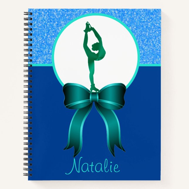 Figure Skating Glitter and Bow Notebook (Front)