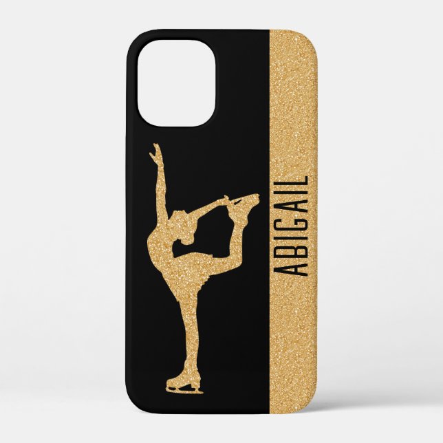 "Figure Skating" gold glitter custom name Case-Mate iPhone Case (Back)