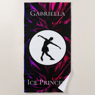 Figure Skating "Ice Princess" Personalized Beach Towel
