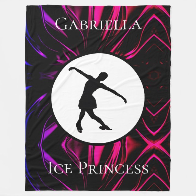 Figure Skating "Ice Princess" Personalized Fleece Blanket (Front)