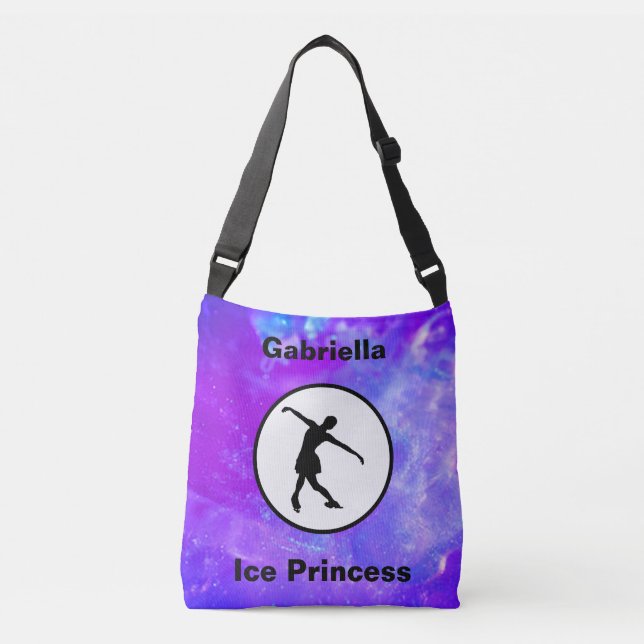 Figure Skating "Ice Princess" Watercolor Crossbody Bag (Front)