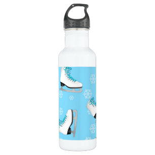 Figure Skating - Ice Skates Blue with Snowflakes 710 Ml Water Bottle