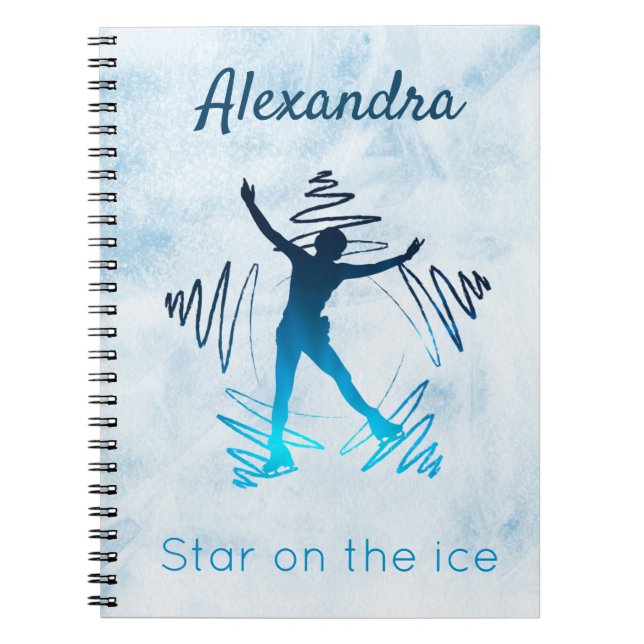Figure skating notebook star on ice blue (Front)