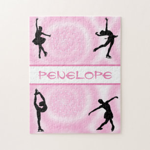 Figure Skating Pink Swirl Jigsaw Puzzle