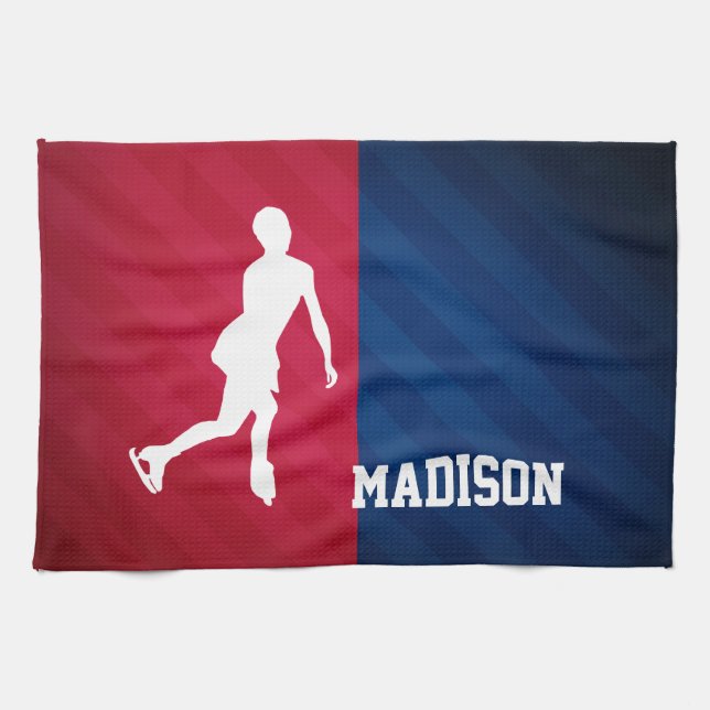 Figure Skating; Red, White, and Blue Kitchen Towel (Horizontal)