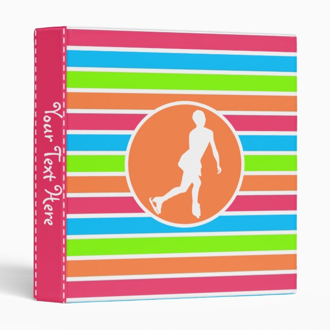 Figure Skating; Retro Neon Rainbow Binder (Front/Spine)