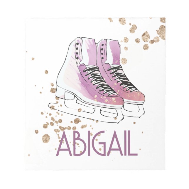 "Figure Skating" soft pink Notepad (Front)