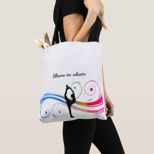 Figure Skating Tote Bag with Colourful Swirls