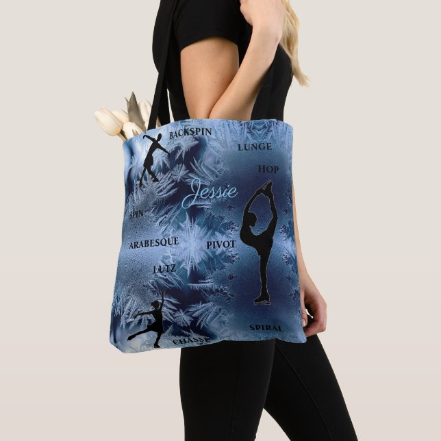 Figure Skating Typography Frozen Tote Bag (Close Up)