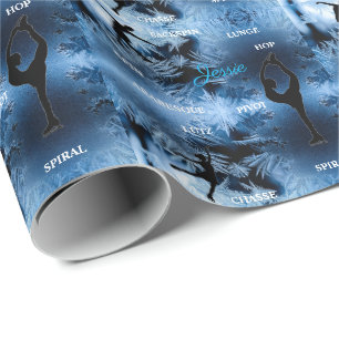 Figure Skating Typography Wrapping Paper w/ Name