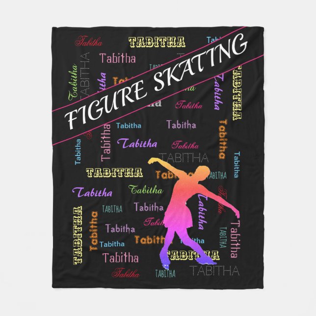 Figure Skating with Personalized Name All Over Fleece Blanket (Front)