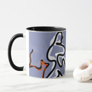 Figure with Feline: Abstract Blue, Orange, B & W Mug
