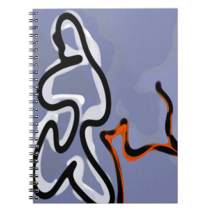 Figure with Feline: Abstract Blue, Orange, B & W Notebook