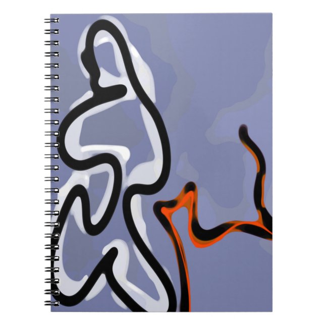 Figure with Feline: Abstract Blue, Orange, B & W Notebook (Front)