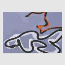 Figure with Feline: Abstract Blue, Orange, B & W