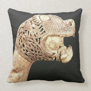Figurehead of a Viking Longship, found at Oseberg, Throw Pillow