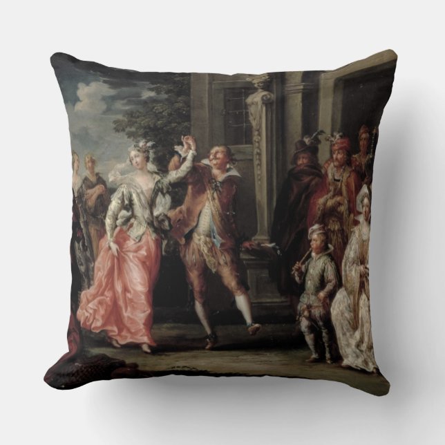 Figures Dancing Outside a Palace (pair with 59640) Throw Pillow (Front)