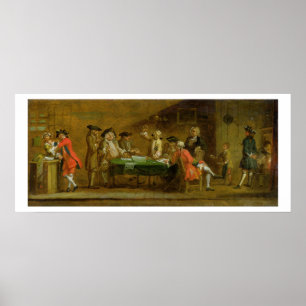 Figures in a Tavern or Coffee House, 1720s (oil on Poster