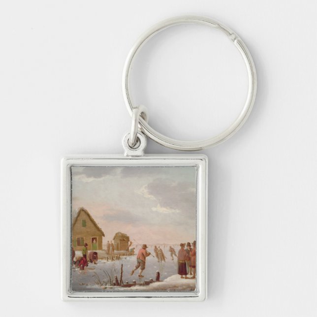 Figures Skating in a Winter Landscape Keychain (Front)