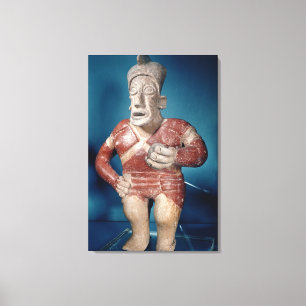 Figurine of a tlachtli player wearing a helmet canvas print
