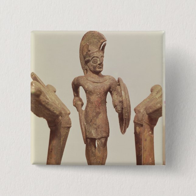 Figurine of a warrior, c.490 BC 2 Inch Square Button (Front)