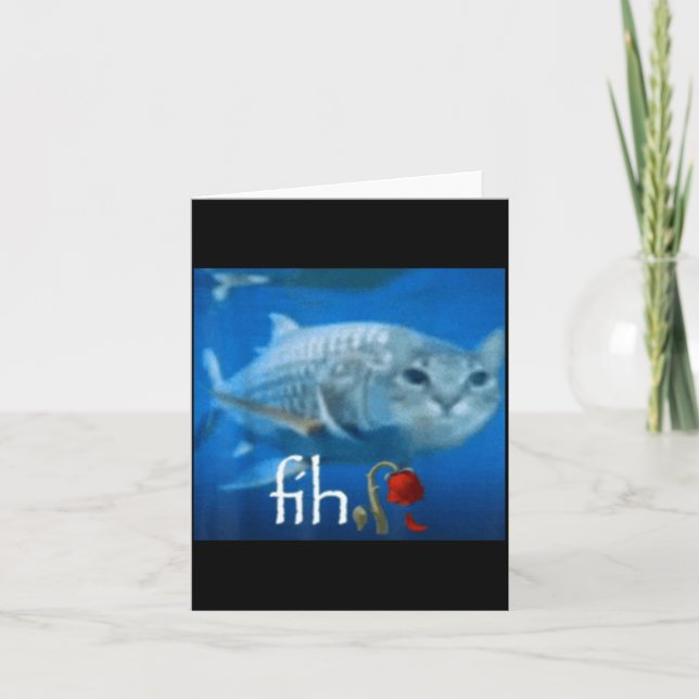 Fih Meme Funny Cat Fish - Ai Fish Cat Meme Trend Card (Front)