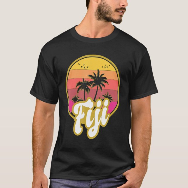 Fiji Beach Retro Sunset T-Shirt (Front)