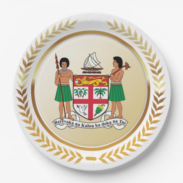 Fiji Coat of Arms Paper Plate (Front)