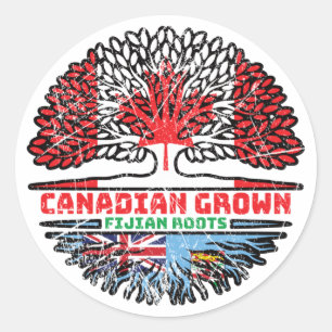 Fiji Fijian Canadian Canada Tree Roots Flag Classic Round Sticker