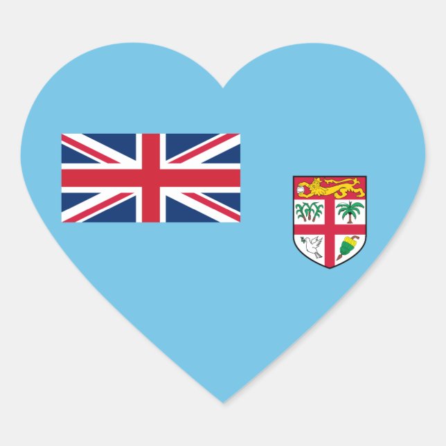 Fiji – Fijian National Flag Heart Sticker (Front)