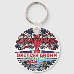 Fiji Fijian Uk United Kingdom British Tree Roots Keychain