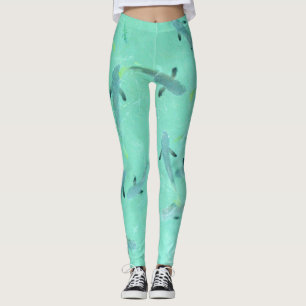 Fiji fish swimming in clear blue water leggings