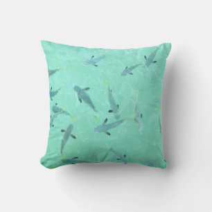 Fiji fish swimming in clear blue water throw pillow