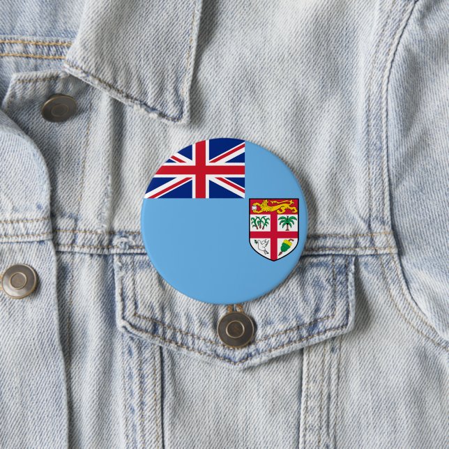 Fiji flag 3 inch round button (In Situ)