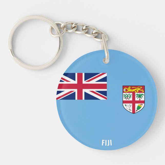 Fiji Flag Charming Patriotic Keychain (Front)