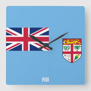 Fiji Flag Dazzling Patriotic Square Wall Clock
