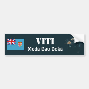 Fiji Flag + Map Bumper Sticker