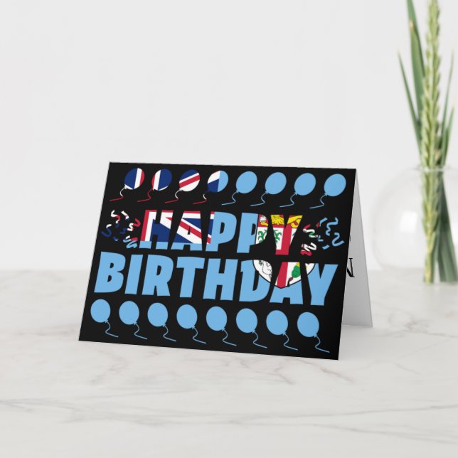 Fiji Flag Patriotic Birthday Card (Front)