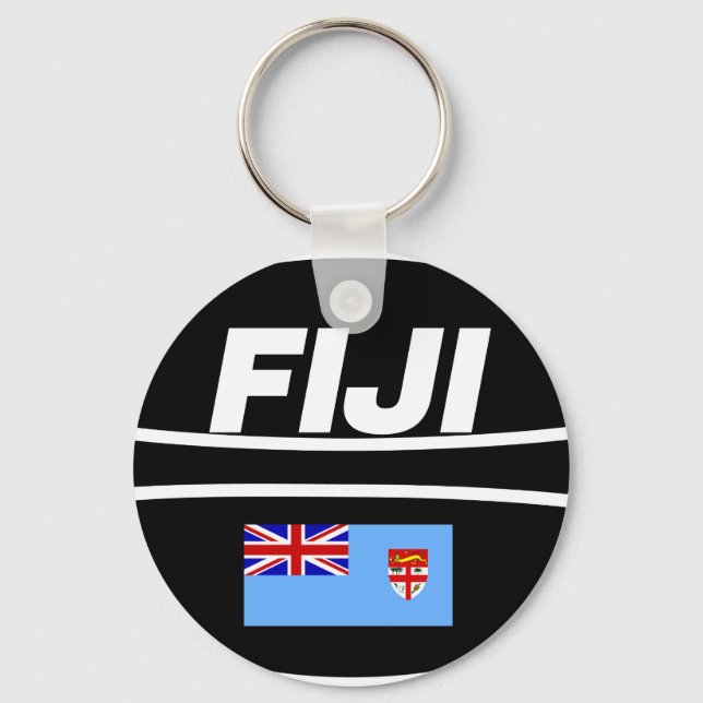 Fiji Flag Rugby Ball Keychain (Front)