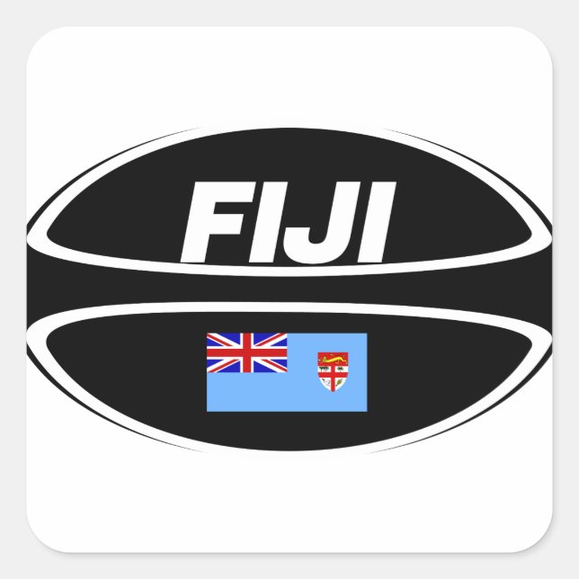 Fiji Flag Rugby Ball Square Sticker (Front)